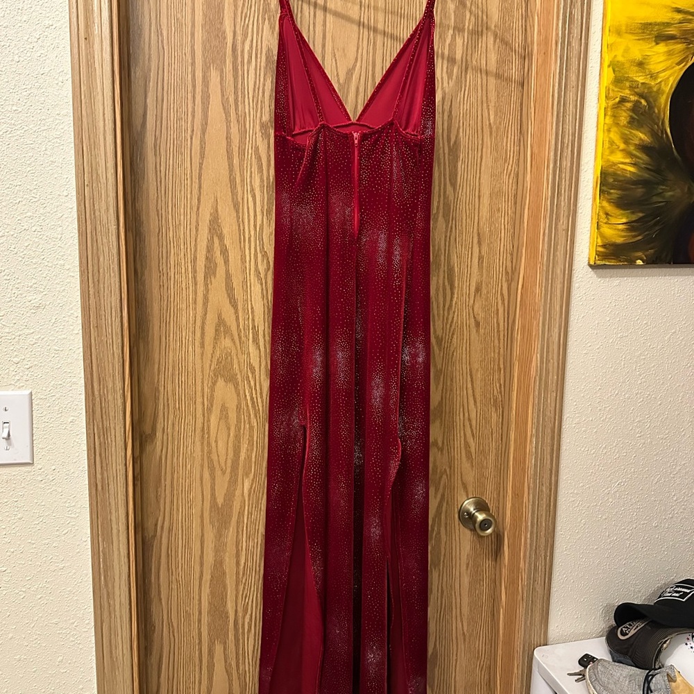 5 for $25 Red Velvet Sparkly Maxi Dress - Picture 3 of 6